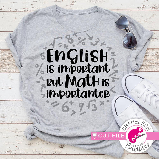 English is important but Math is importanter - Funny Teacher Appreciation Design - SVG SVG Chameleon Cuttables 