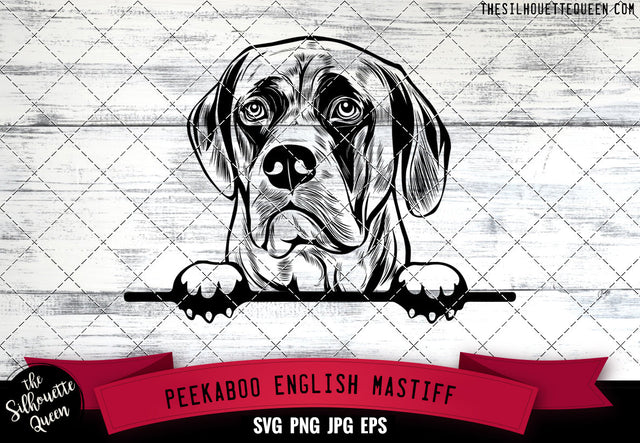 English Mastiff Peek A Boo | Peekaboo | Peeking Dog Face SVG for Glowforge, Cricut, Laser, Silhouette, Scan n cut files SVG Loveleen Kaur 