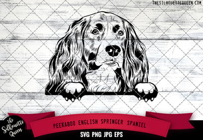 English Springer Spaniel Peek A Boo | Peekaboo | Peeking Dog Face SVG for Glowforge, Cricut, Laser, Silhouette, Scan n cut files SVG Loveleen Kaur 