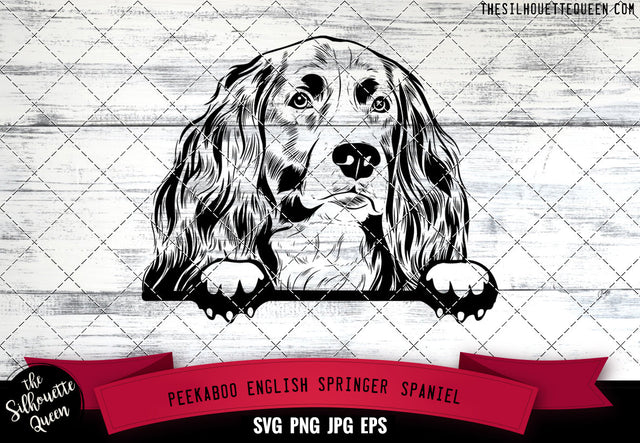 English Springer Spaniel Peek A Boo | Peekaboo | Peeking Dog Face SVG for Glowforge, Cricut, Laser, Silhouette, Scan n cut files SVG Loveleen Kaur 