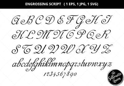 Engrossing script svg, calligraphy svg, handwriting svg, capital letters svg, small letters svg, numbers svg, decorative alphabets svg, monogram alphabet svg, cut files for circuit SVG Loveleen Kaur 