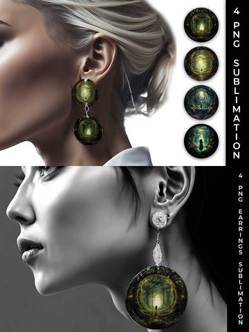 Enigmatic Woods Earrings: Mystic Adventure, Forest Magic, Fairytale Dream Sublimation Sintegra 