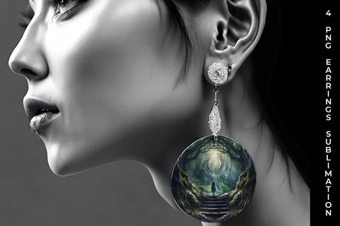 Enigmatic Woods Earrings: Mystic Adventure, Forest Magic, Fairytale Dream Sublimation Sintegra 