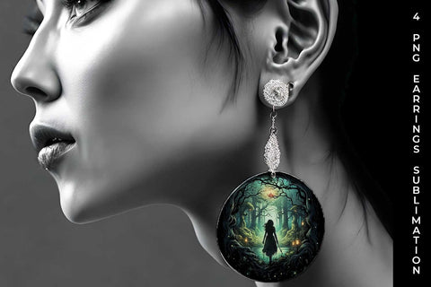 Enigmatic Woods Earrings: Mystic Adventure, Forest Magic, Fairytale Dream Sublimation Sintegra 