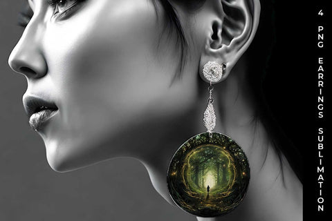Enigmatic Woods Earrings: Mystic Adventure, Forest Magic, Fairytale Dream Sublimation Sintegra 