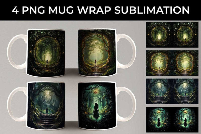 Enigmatic Woods Mug Wrap: Mystic Adventure, Forest Magic, Fairytale Dream Sublimation Sintegra 