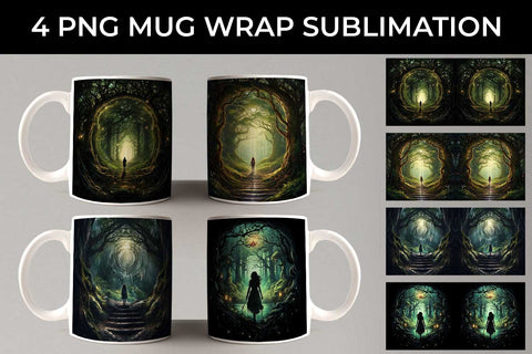 Enigmatic Woods Mug Wrap: Mystic Adventure, Forest Magic, Fairytale Dream Sublimation Sintegra 