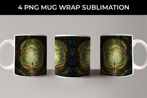Enigmatic Woods Mug Wrap: Mystic Adventure, Forest Magic, Fairytale Dream Sublimation Sintegra 