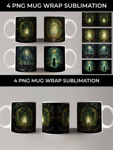 Enigmatic Woods Mug Wrap: Mystic Adventure, Forest Magic, Fairytale Dream Sublimation Sintegra 