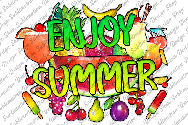 Enjoy Summer Png, Summer Sublimation Png, Fruit Png, Coctail Png, Watermelon Png, Instant Download, Sublimation Designs, Digital Download Sublimation SublimationDesignShop 