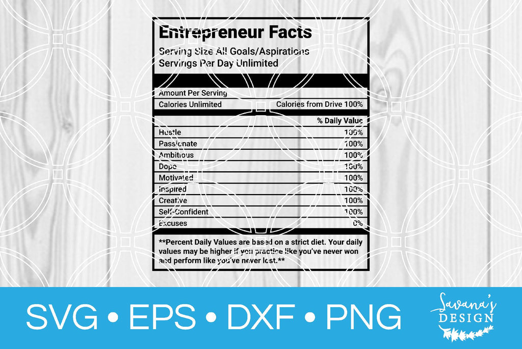 Entrepreneur Nutrition Facts Version 2 - So Fontsy