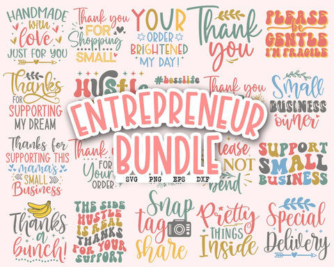 Entrepreneur Quotes SVG bundle, inspirational Quote designs, Small Business svg cut files, support small business saying designs SVG etcify 