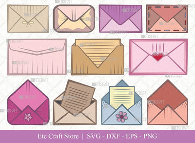 Envelope Clipart SVG Cut File | Mail Svg | Heart Envelope Svg | Mailing Svg | Letters Svg | Envelope Bundle | Eps | Dxf | Png SVG ETC Craft 