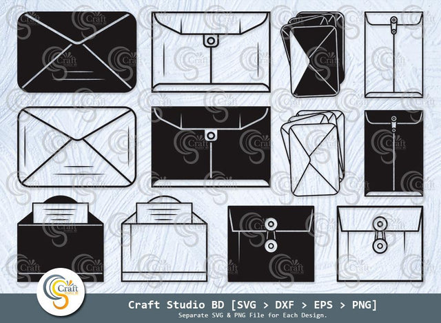 Envelope Silhouette, Envelope SVG, Mail Svg, Post Svg, Letter Svg, Mailing Svg, Envelope Bundle SVG ETC Craft 