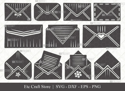 Envelope Silhouette SVG Cut File | Mail Svg | Heart Envelope Svg | Mailing Svg | Letters Svg | Envelope Bundle | Eps | Dxf | Png SVG ETC Craft 