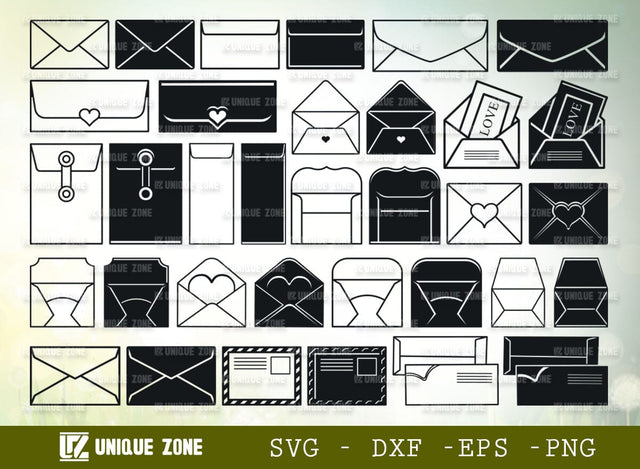 Envelope SVG Bundle, Letter Svg, Mail Svg, Email Svg, Love Letter Svg, Valentine Svg, Envelope Silhouette, SVG Unique Zone 