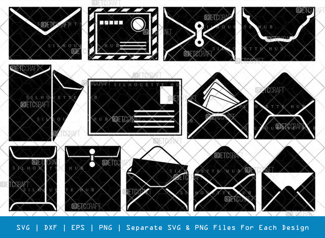 Envelope SVG, Envelope Silhouette, Letter Svg, Mailing Svg, Inbox Svg, Letter Cover Svg, Letter Icon Svg, Envelope Bundle SVG ETC Craft 