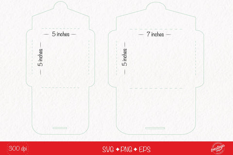 Envelope Template, Envelope svg, Printable envelope for 5*5 and 5*7 inches insert cards SVG Createya Design 