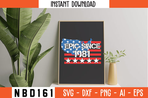 EPIC SINCE 1981 USA FLAG T-Shirt Design SVG Nbd161 