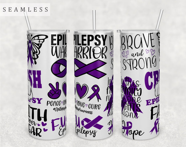 Epilepsy Awareness Tumbler Wrap, 20 Oz Skinny Tumbler Epilepsy Sublimation Design, Seamless Epilepsy Tumbler PNG Sublimation HappyDesignStudio 