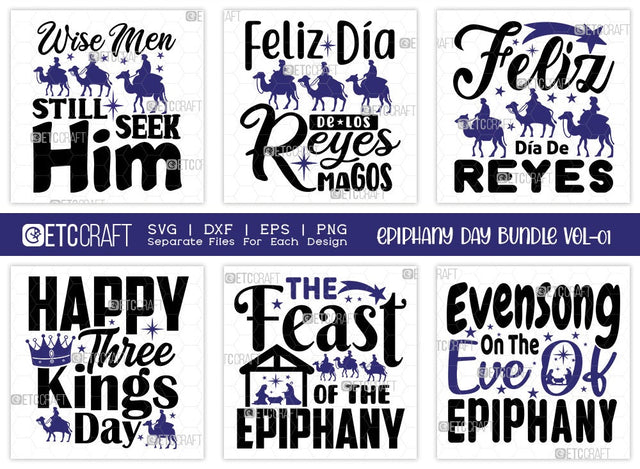 Epiphany Day Bundle Vol-01 | Happy Three Kings Day Svg | The Feast Of The Epiphany Svg | Wise Men Still Seek Him Svg | Feliz Día De Reyes Svg | Epiphany Quote Design SVG ETC Craft 