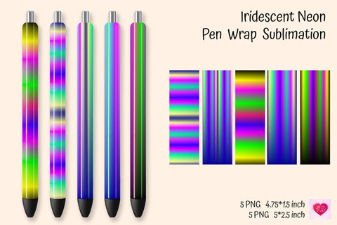Epoxy Pen Wrap Bundle. Neon and Unicorn Pen Wrap Sublimation Sublimation Kseniia designer 