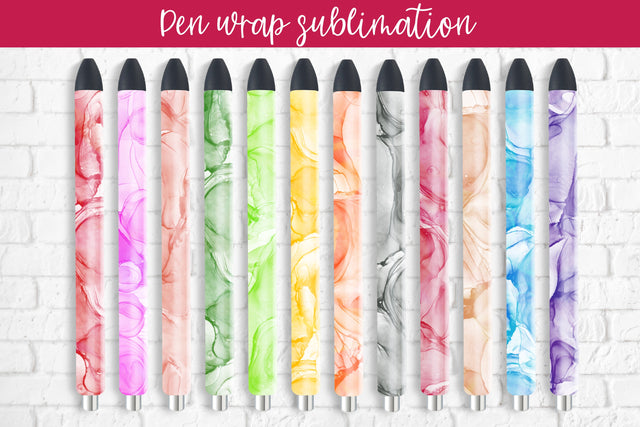 Epoxy pen wraps sublimation alcohol ink design Sublimation Svetana Studio 