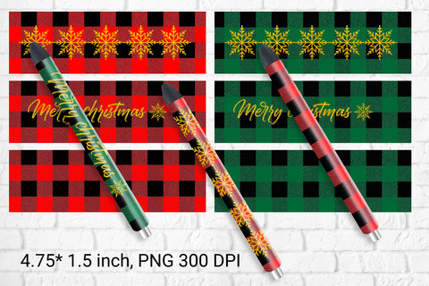 Epoxy pen wraps sublimation Christmas buffalo plaid design Sublimation Svetana Studio 