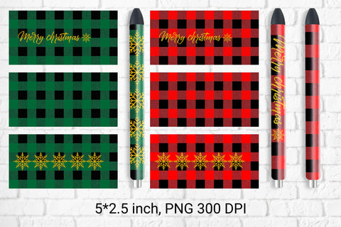 Epoxy pen wraps sublimation Christmas buffalo plaid design Sublimation Svetana Studio 