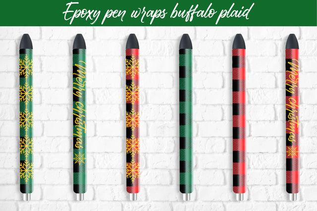 Epoxy pen wraps sublimation Christmas buffalo plaid design Sublimation Svetana Studio 