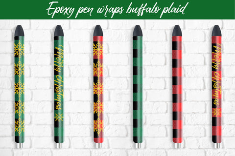 Epoxy pen wraps sublimation Christmas buffalo plaid design Sublimation Svetana Studio 