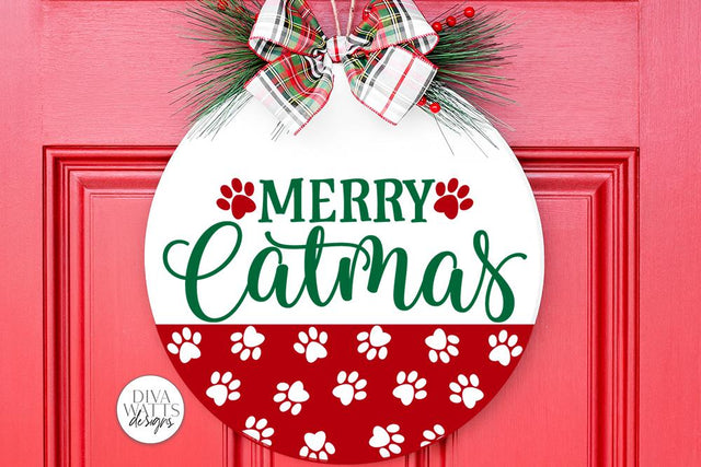 erry Catmas SVG | Christmas / Winter Round Design SVG Diva Watts Designs 