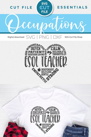 ESOL teacher svg subway art heart design SVG SVG Cut File 