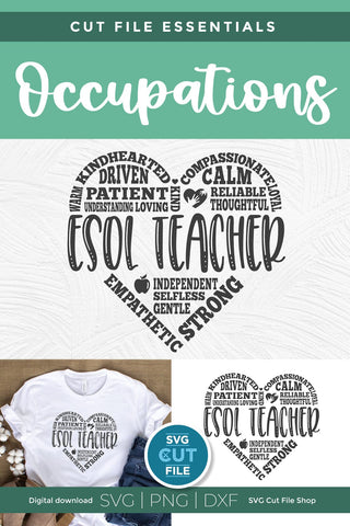 ESOL teacher svg subway art heart design SVG SVG Cut File 