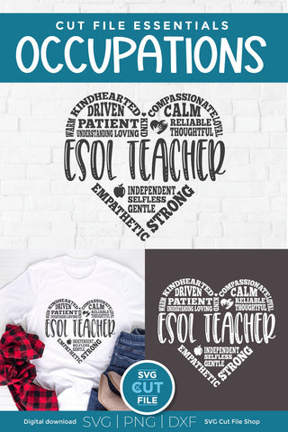 ESOL teacher svg subway art heart design SVG SVG Cut File 