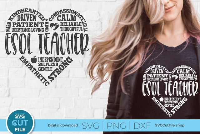 ESOL teacher svg subway art heart design SVG SVG Cut File 
