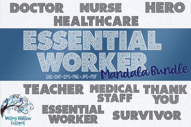 Essential Worker Mandala SVG Bundle SVG Wispy Willow Designs 