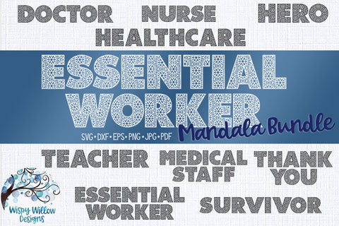 Essential Worker Mandala SVG Bundle SVG Wispy Willow Designs 