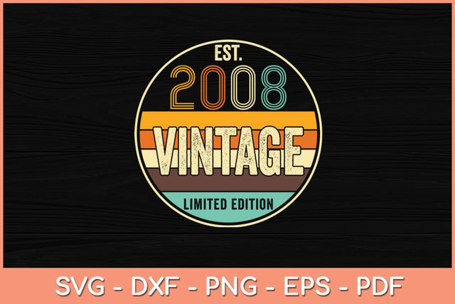 Est Vintage 2008 14 Year Old Gifts 14th Birthday Boys Girls Svg File SVG Helal 