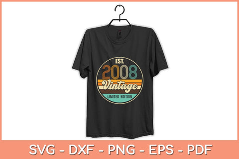 Est Vintage 2008 14 Year Old Gifts 14th Birthday Boys Girls Svg File SVG Helal 