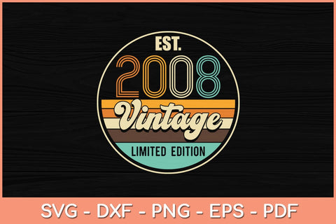 Est Vintage 2008 14 Year Old Gifts 14th Birthday Boys Girls Svg File SVG Helal 