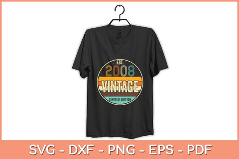 Est Vintage 2008 14 Year Old Gifts 14th Birthday Boys Girls Svg File SVG Helal 