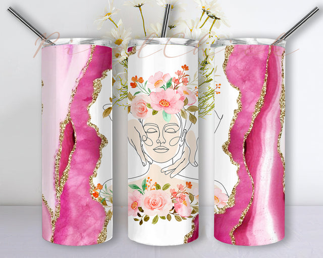 Esthetician Tumbler Sublimation Design, Beauty Therapist Tumbler PNG Wrap, 20oz Skinny Tumbler Wraps Templates Sublimation PixelChick 