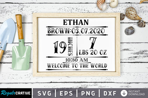 Ethan brown 03 07 2020 19 inches 7 lbs SVG Design SVG Regulrcrative 