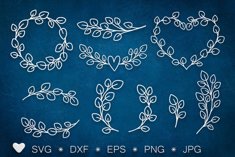 Eucalyptus Borders, Wreaths and Branches Svg Bundle | Line Art Floral Clipart SVG Tafti Art 