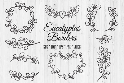 Eucalyptus Borders, Wreaths and Branches Svg Bundle | Line Art Floral Clipart SVG Tafti Art 