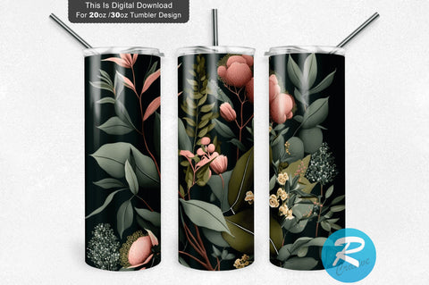 Eucalyptus Floral 20 oz / 30 oz Tumbler PNG Sublimation Regulrcrative 