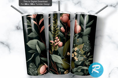 Eucalyptus Floral 20 oz / 30 oz Tumbler PNG Sublimation Regulrcrative 