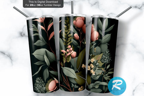 Eucalyptus Floral 20 oz / 30 oz Tumbler PNG Sublimation Regulrcrative 