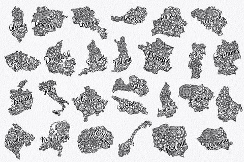 European Countries Mandala Bundle - 52 Europe SVG Files SVG Old Market 
